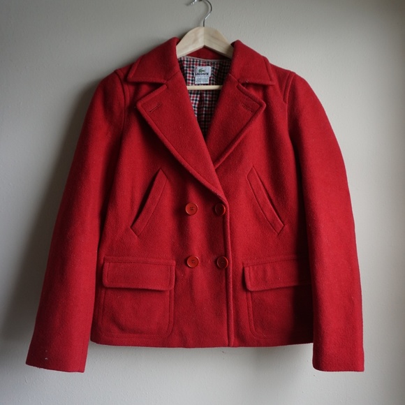 Lacoste Jackets & Blazers - Lacoste Red Peacoat Women's Size 36 / US 4